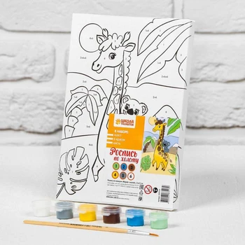 

Canvas painting on a stretcher School of talents "Giraffe with a koala" 21x15 cm