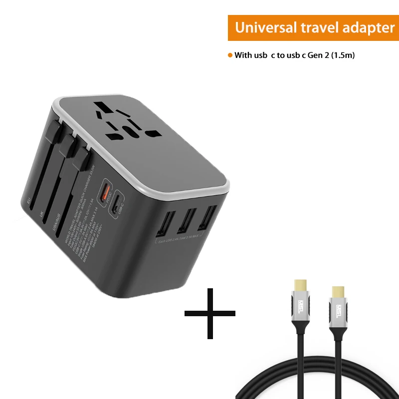 Универсальный адаптер для путешествий с двумя usb c PD18w дорожный адаптер по всему миру дорожная розетка для iPhone Xs Max iPhone 8 plus