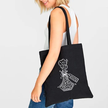 

Myth Retro Creative Print Foldable Women Canvas Shopper Bag Reusable Cloth Tote Bags Travel Storage Handbag Shoulder Bag Female