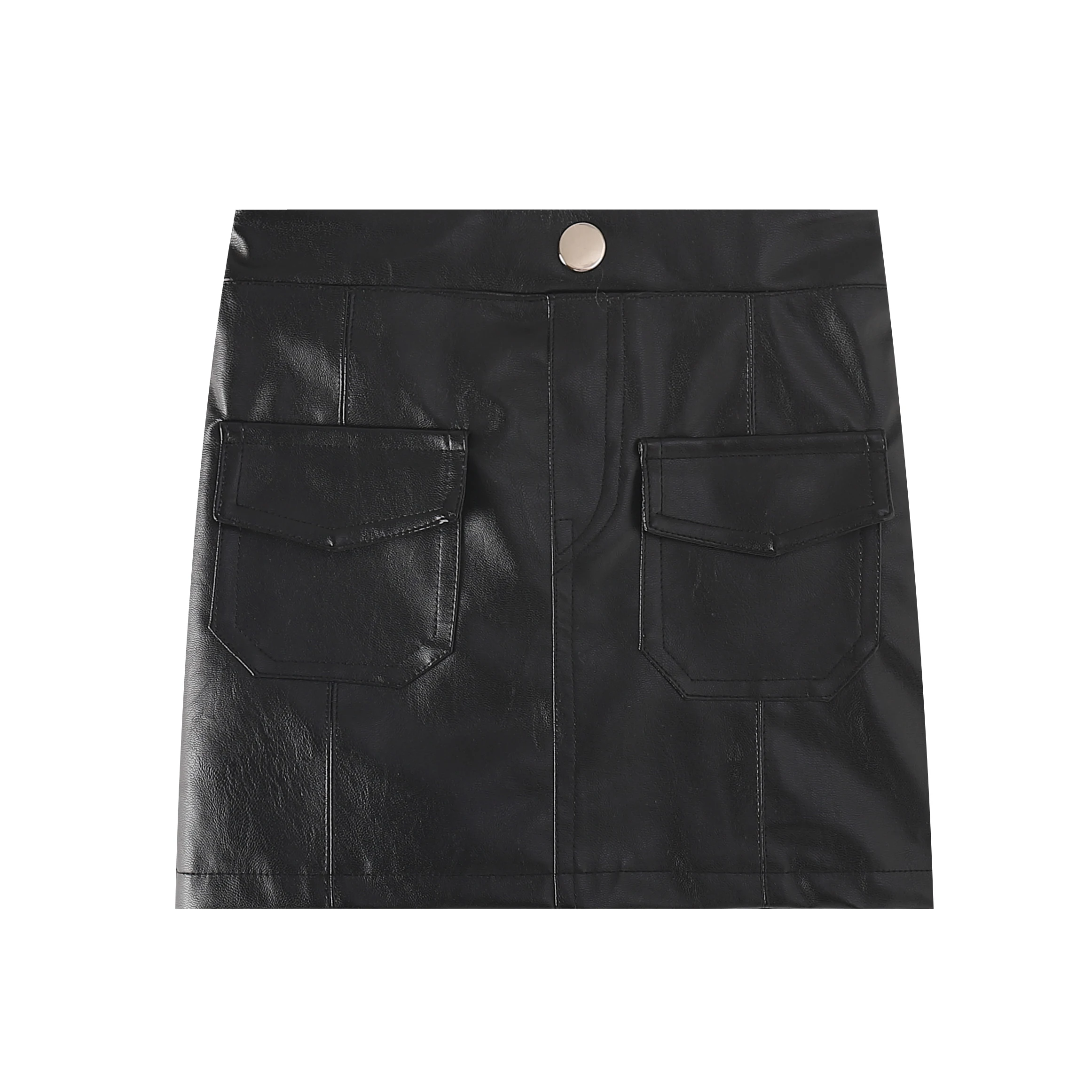 Black Leather Skirt with Pockets for Girls Fashion Style Toddler