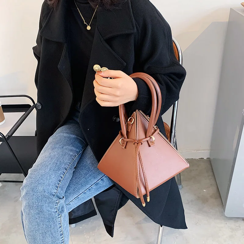 PU Leather Mini Crossbody Bags For Women Triangle Fashionable 2022