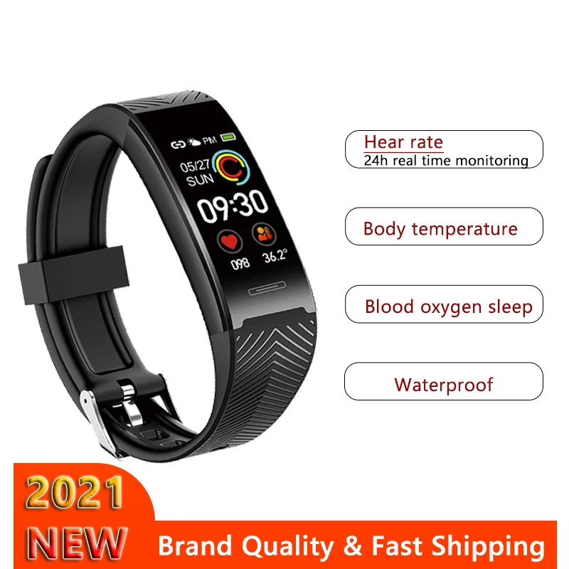 2021 Sport Smart Watch Waterproof Fitness Tracker Bracelet Smartwatch Body Temperature Clock For Xiaomi Huawei Andriod IOS