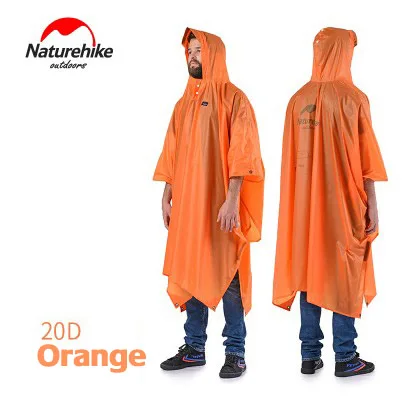 20D Orange Naturehike дождевик Многофункциональный дождевик открытый тент ткань водонепроницаемый коврик пончо скалолазание Slicker Mackintosh для пеших прогулок - Цвет: 20D Orange