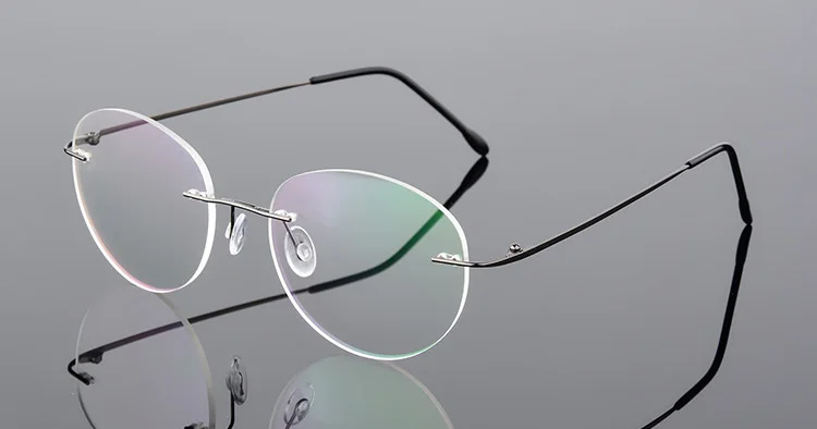 Светильник из гибкого титанового сплава, большие круглые складные очки без оправы, оправа для женщин и мужчин, оптические очки, можно положить линзы по рецепту - Цвет оправы: Grey