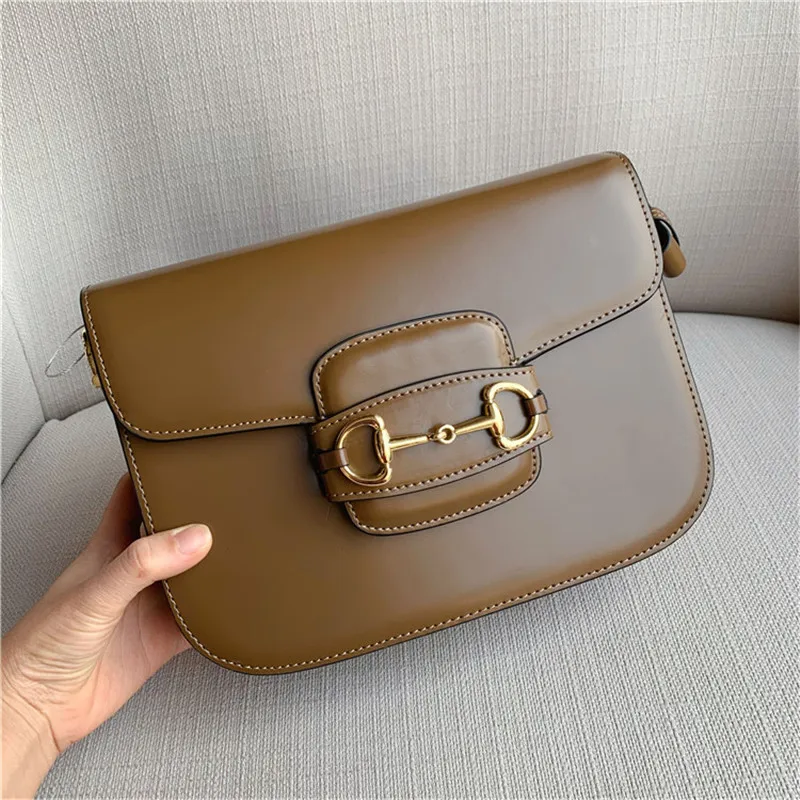 

New Arrival Fashion Women's Handbag Genuine Leather Luxury Lock Design Shoulder Crossbody Bag Solid Color Flap Bag