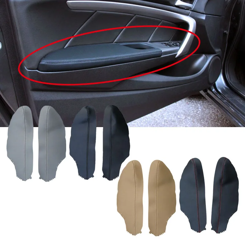 2*Black Leather Front Door Panels Armrest Cover For Honda ACCORD Coupe 2008-2012 Brand New And High Quality