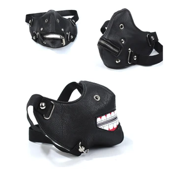 

Respirator Motorcycle Mask for mouth Black Reusable Face Mask Washable zipper Leather Cycling Protective Mouth Cover Fast Ship
