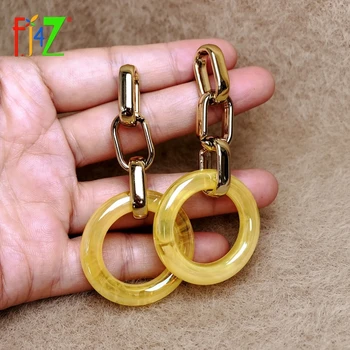 

F.J4Z Hot Designer Women's Geometric Earrings Fashion Chic Earrings Alloy Curb Chain Acrylic Circle Drop Earring Gift Dropship