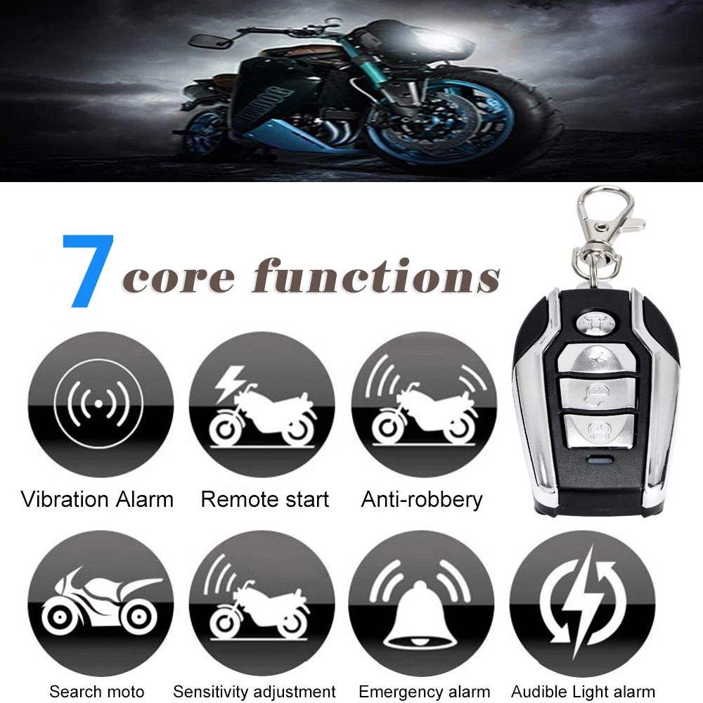 Motorcycle Lock Motorcycle Alarm Accessories Universal Scooter Motorcycle Anti-theft Security Alarm System Engine Start Remote Control Key JR-BJQ01/02