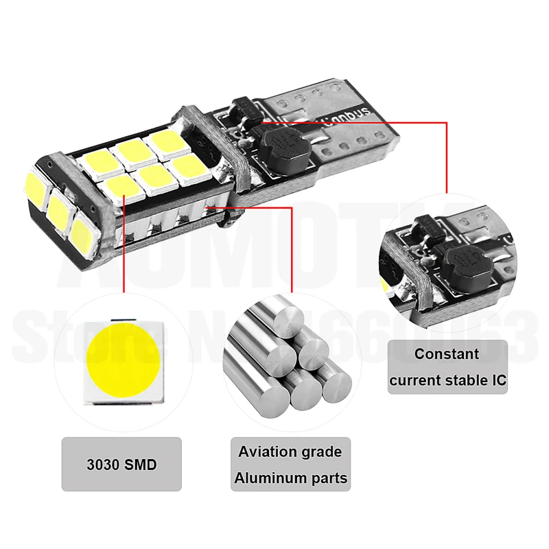 T10 светодиодный светильник CANBUS для автомобиля 194 W5W светодиодный 3030 SMD 501 автоматический поворотный светильник для номерного знака