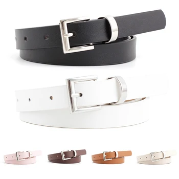 

High Quality Square Alloy Pin Buckle Belts 2020 New Pure Color Thin Woman Pu Leather Belts For Women Waistband Belt Wholesale