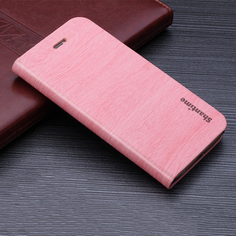 Wood grain PU Leather Case For Umi Super Flip Case For Umi Max Business Phone Bag Case Soft Silicone Back Cover - Цвет: Pink