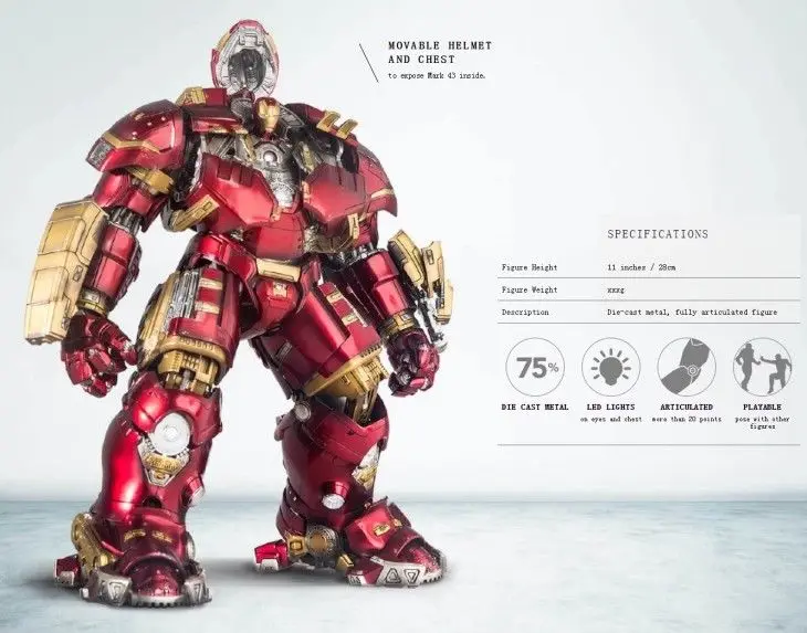 Comicave 1/12 весы Железный человек MK44 фигурка из сплава Led Hulkbuster модель