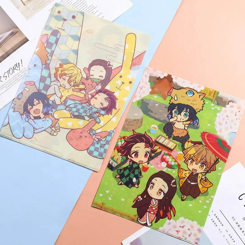 

A4 Anime Demon Slayer Kimetsu No Yaiba Kamado Tanjirou Nezuko Folder File Bag Document Organizer Storage Bag Stationery