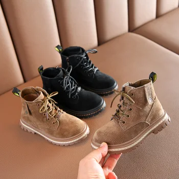 

Autumn and Winter Children's Leisure Genuine Leather Martin Boots Student Soft-soled Leather Boots Children's Shoes