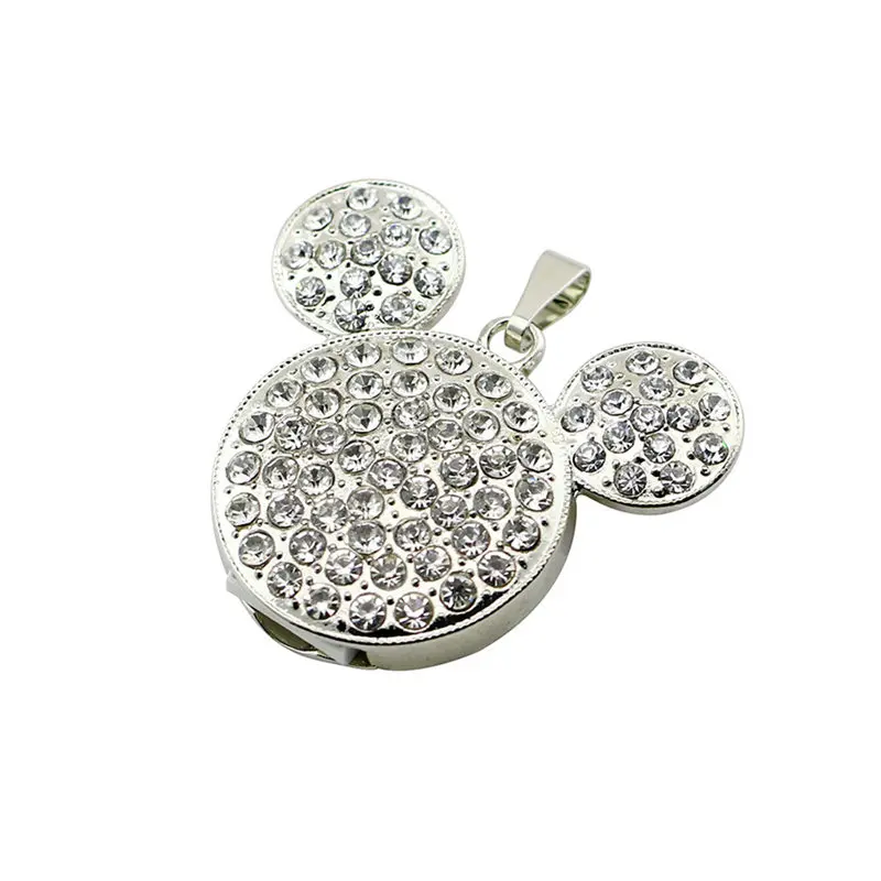 Металлическая головка Микки Мауса флэш-накопитель USB карта памяти Забавный подарок 4 ГБ 8 ГБ 16 ГБ Флешка 32 Гб Флешка брелок ожерелье