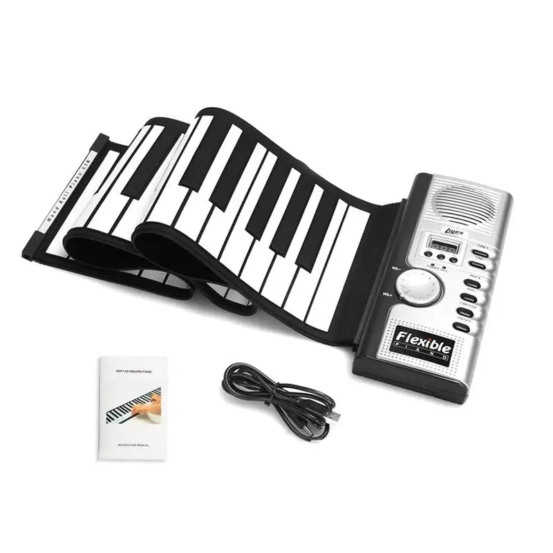 

Portable 61 Keys Flexible Silicon Roll Up Piano USB Electronic MIDI Keyboard Hand Rolled Musical Instrument