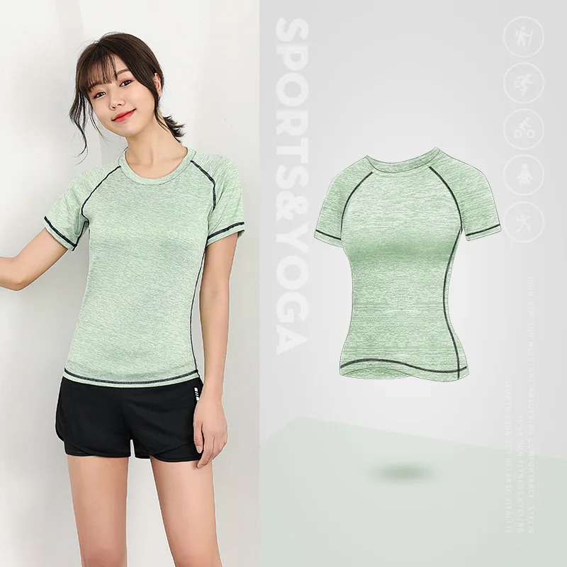 Women Short Sleeve Sexy Yoga T Shirts Solid Sports Quick Dry Fitness Gym Tops Running Breathable Cloth