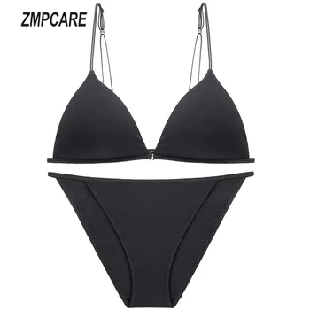 

Backless Bra And Panty Set Sexy Lace Underwear Set Front Closure Seamless Push Up Bra Set For Women Wireless lingerie feminina