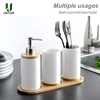 UNTIOR 3PCS Ceramic Bathroom Accessories Set Fashion Soap Dispenser Toothbrush Holder Tumbler Ceramic Household Bathroom Product 5