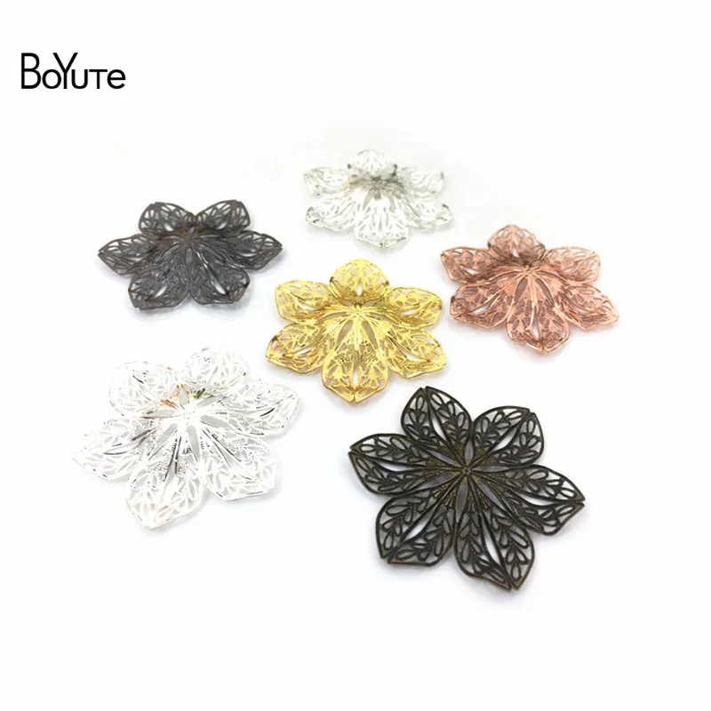 

BoYuTe (50 Pieces/Lot) 40MM Stamping Brass Metal Flower Filigree Findings DIY Hand Made Jewelry Accessories