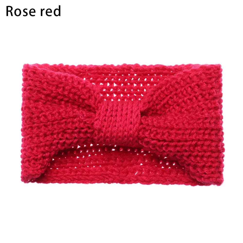 Type 06-Rose Red 1 шт., женские плюшевые повязки на голову из искусственного бархата, теплые вязаные повязки на голову с перекрестными узорами, женские вязаные повязки на голову, аксессуары для осени и зимы - Цвет: Type 06-Rose Red