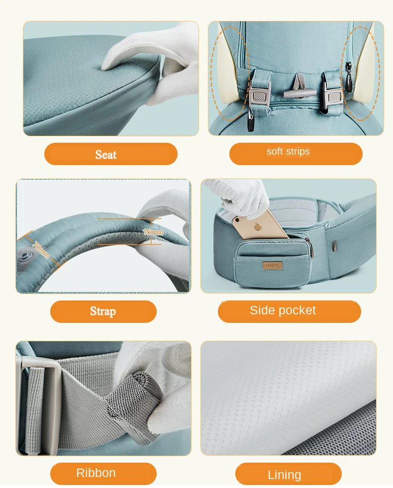 2in1 Ergonomic Kangaroo Baby Carrier Infant Waist Tools Carrier Front Facing Baby Hipseat for Baby Travel 0-36M