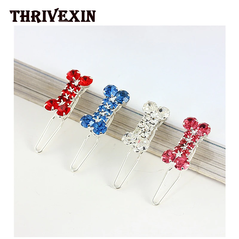 

Fashion Rhinestone Dog Hair Clip Bone Pet Accessories Pet Supplies Long-haired Dogs Hair Bows Clips Hairpin for Small Dog Puppy