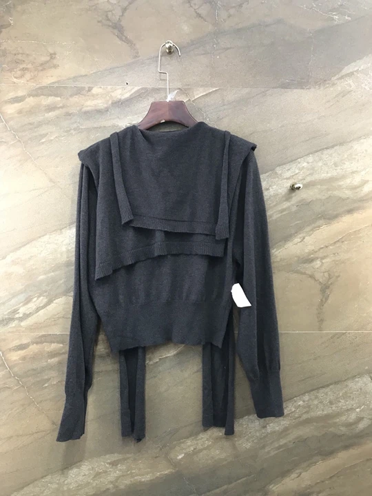 Early autumn new women irregular stitching shawl decoration long-sleeved cashmere jacket knitted shirt 1006
