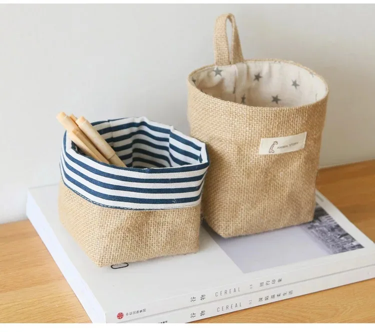 Cotton and linen storage bag Creative storage bag Home Furnishing decoration Wall hanging behind the door and desk sundries stor