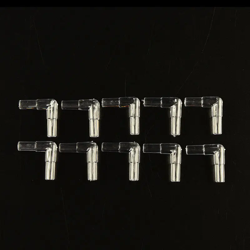 10Pcs 5mm L Shaped Air Line Tubing Joints Connectors Aquarium Fish Tank Plastic Transparant 2 Way Clear Elbow Connector