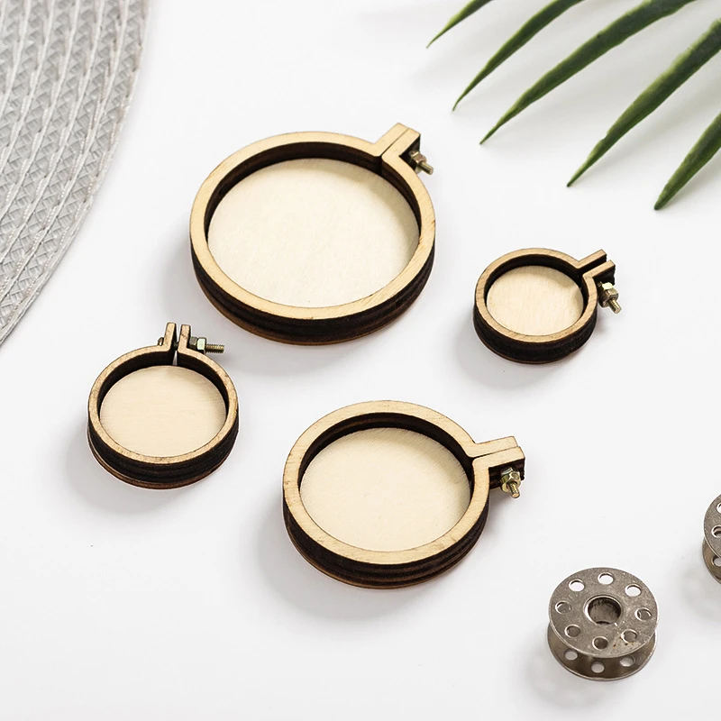 

7pcs Mini Ring Embroidery Circle DIY Round Wood Hoops Wooden Cross Stitch Hoop for Kit Frame Craft Tool Set