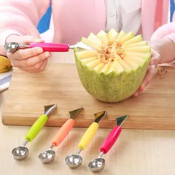 

1PC 2 In 1 Ice Cream Ball Spoon DIY Assortment Baller Fruit Digging Spoon Tool Watermelon Melon Fruit Carving Gadge Knife