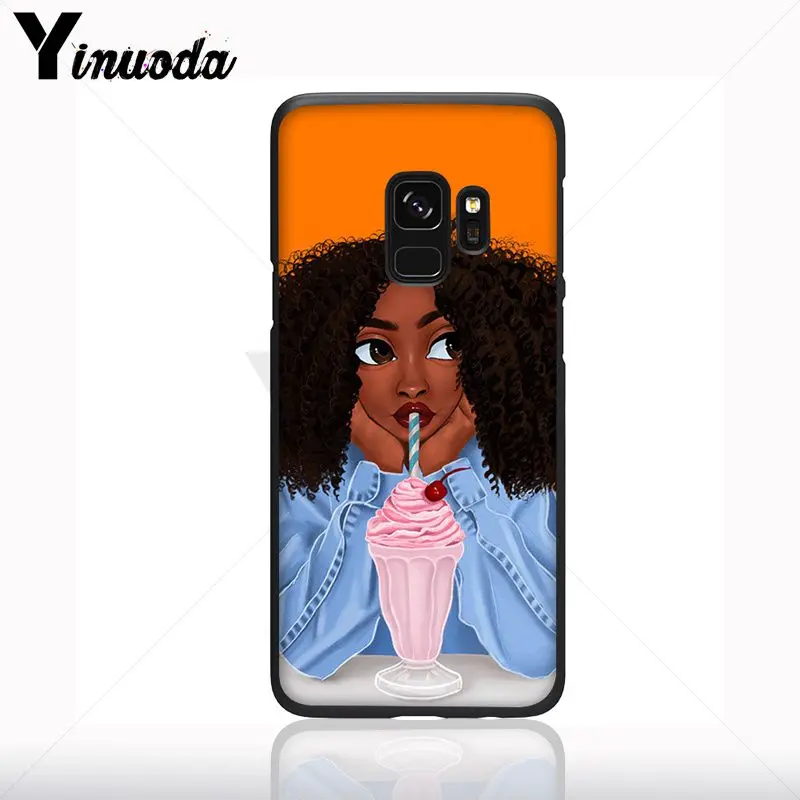 Queen Afro Gadis Hitam Melanin Poppin Lembut Ponsel Case untuk Samsung Galaxy S10plus S9 S8plus S10E A50 A10 A70 Kasus Ponsel