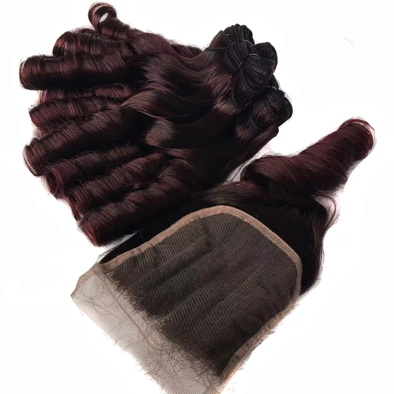 Human Hair Extensions Human Hair Bundles Human Hair Weave Loose Wave Brazilian Hair 4 Bundles With Closure Ombre Colored Human Hair Bundles With Closure Remy Human