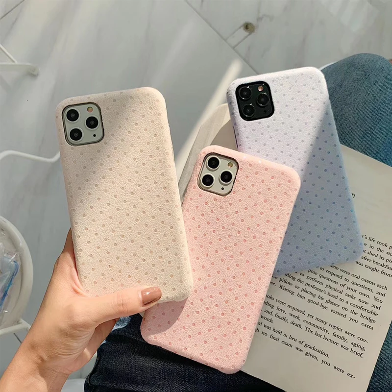 Модный замшевый кожаный чехол с волнистыми точками для телефона iPhone 11 Pro Max 7 8 6 6S