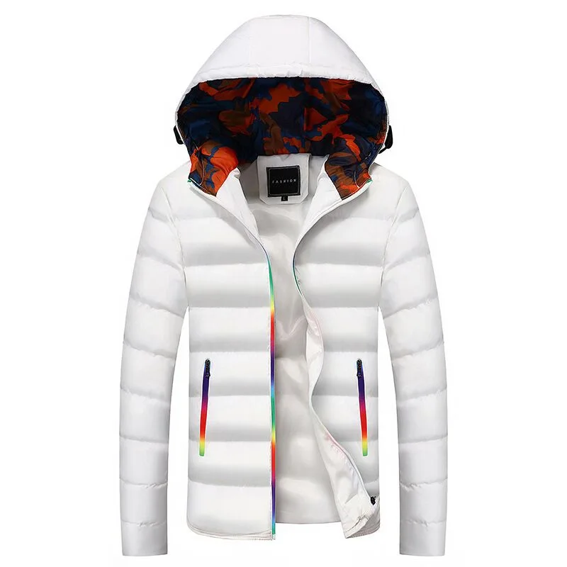 Для мужчин пальто зимняя куртка для Для мужчин толстые однотонные куртки с капюшоном Цвет Повседневное хлопковый костюм пузырь куртка Дизайнерская одежда с капюшоном