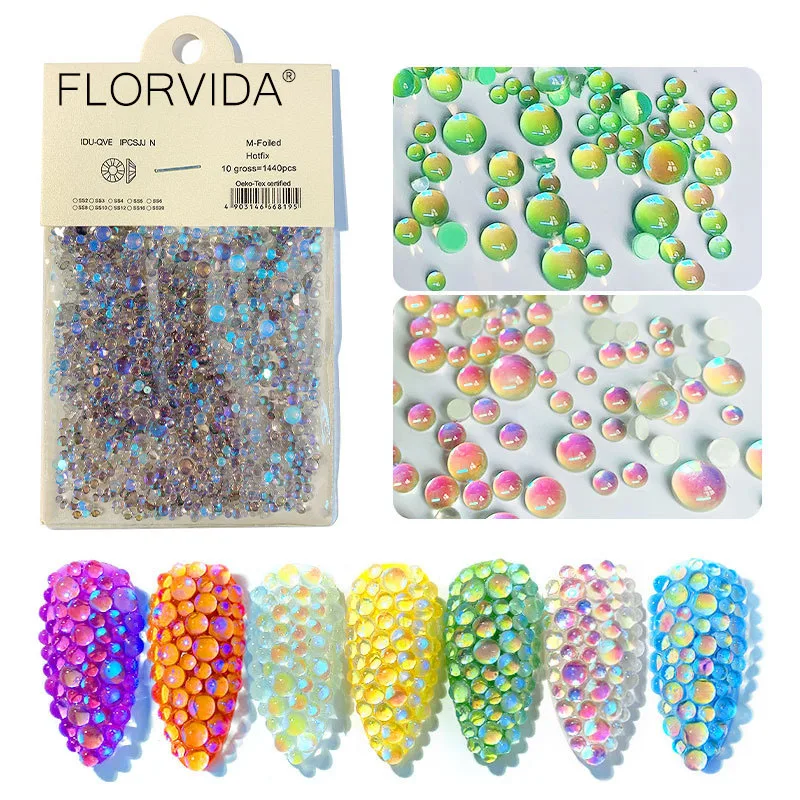 FlorVida 1440 намоток Mix Размеры голографическое искусство ногтей Русалка цветные