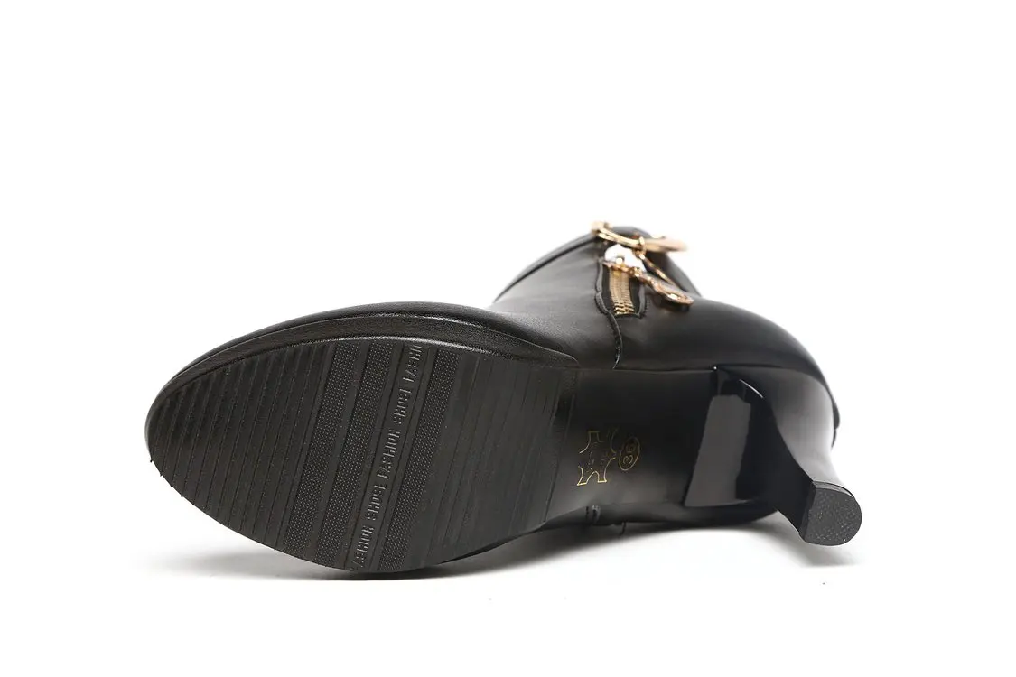 Зимняя женская обувь на высоком каблуке под платье ботинки на шнуровке женские теплые зимние ботильоны черного цвета из искусственной кожи с острым носком на молнии Женская обувь mujer& 696