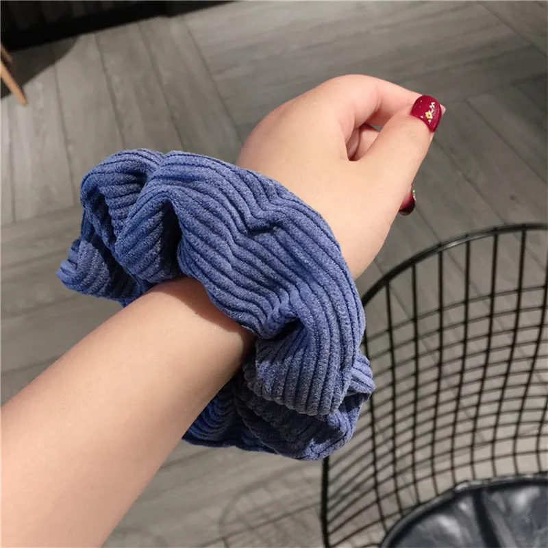 ladies headband Autumn and Winter Women Warm Corduroy Big Hair Scrunchies Solid Soft Vintage Hair Gums Striped Fabric Rubber Bands For Hair Bun hair band for ladies