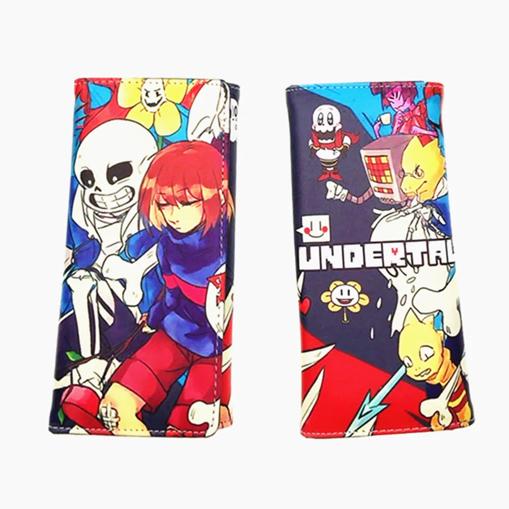 Кошелек из искусственной кожи для игр Undertale Sans, на кнопках, с отделением для карт, Женский кошелек, для мальчиков и девочек, для костюмированной вечеринки, с мультяшными монетами, милый кошелек