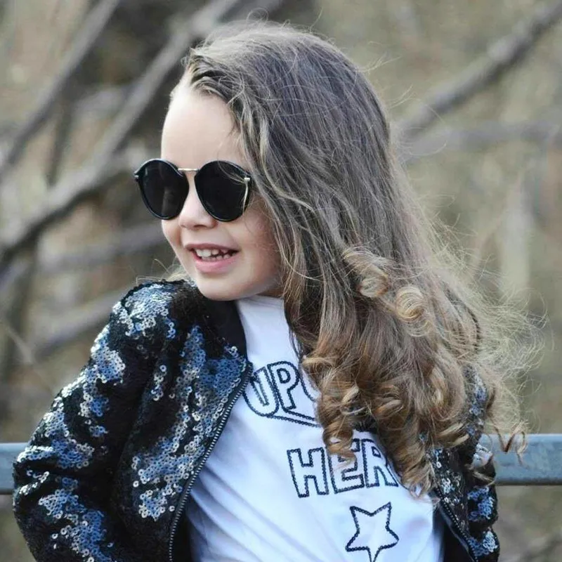 Children Jackets Personality All-match Casual Coats kid Concsie Sequin Zipper Long Sleeve Solid Color Girl's Jackets#E