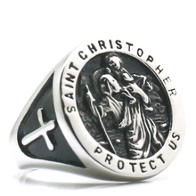 Новое кольцо из нержавеющей стали 316L, унисекс, Святого Кристофера, Размер 7-15