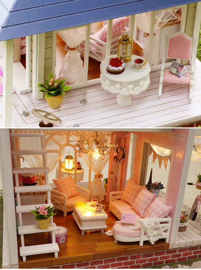 Кукольный дом Миниатюрный Кукольный кукольный домик CUTEBEE DIY с деревянная мебель для дома игрушки для детей подарок на день рождения A60