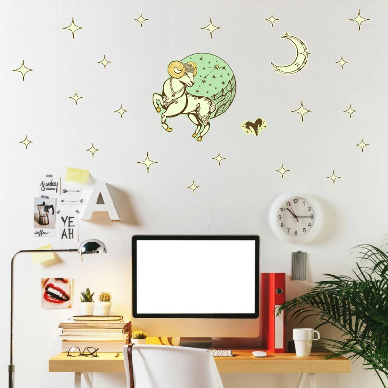 12 созвездий светящиеся наклейки DIY самоклеящиеся наклейки на стены светится в темноте для детской комнаты спальни