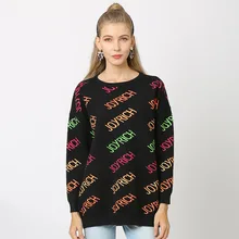 New Autumn Winter Lazy Loose Sweater Women Letter Printed O Neck Ladies Knitted Pullovers Casual Female Jumper 2020 Ropa Mujer
