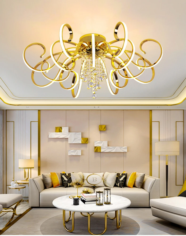 Creative personality modern simple led chandelier living room lights K9 crystal luxury ceiling restaurant bedroom lights Lamps