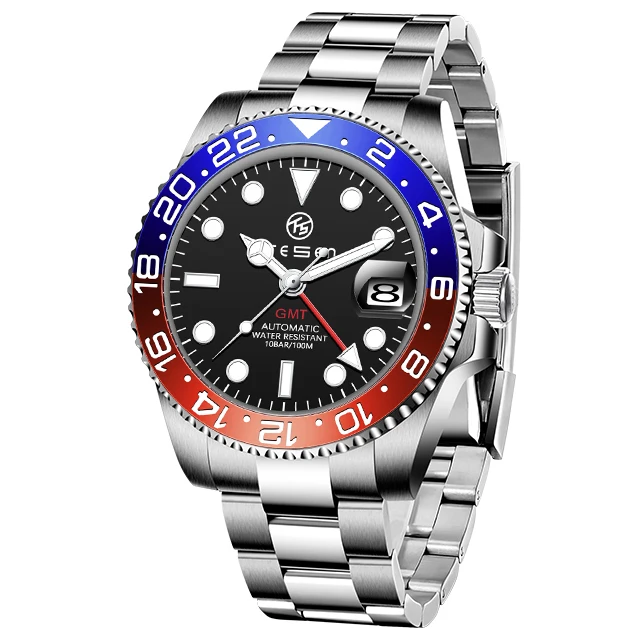 Tesen Marca Gmt Uomo Orologi Meccanici Automatici Uomo Top Luxury Brand 40Mm Acciaio Inossidabile 316L Luminoso Tavolo Impermeabile Pagani