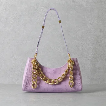 

Retro Thick Chain Crocodile Pattern French Stick Armpit Shoulder Bag Female 2020 Spring and Summer New Personality Handbag