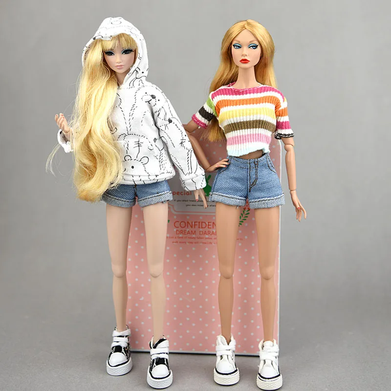 Barbie Doll Clothes Fashion Denim Jeans Leather Shorts For Blythe 1/6 Dolls Accessories Kids Toys